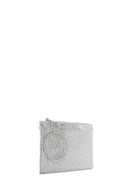 Woman Silver Chain-Strap Rhinestone Evening Bag | Derimod