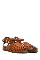 Woman Tan Ankle-Buckle Leather Bodrum Sandal | Derimod