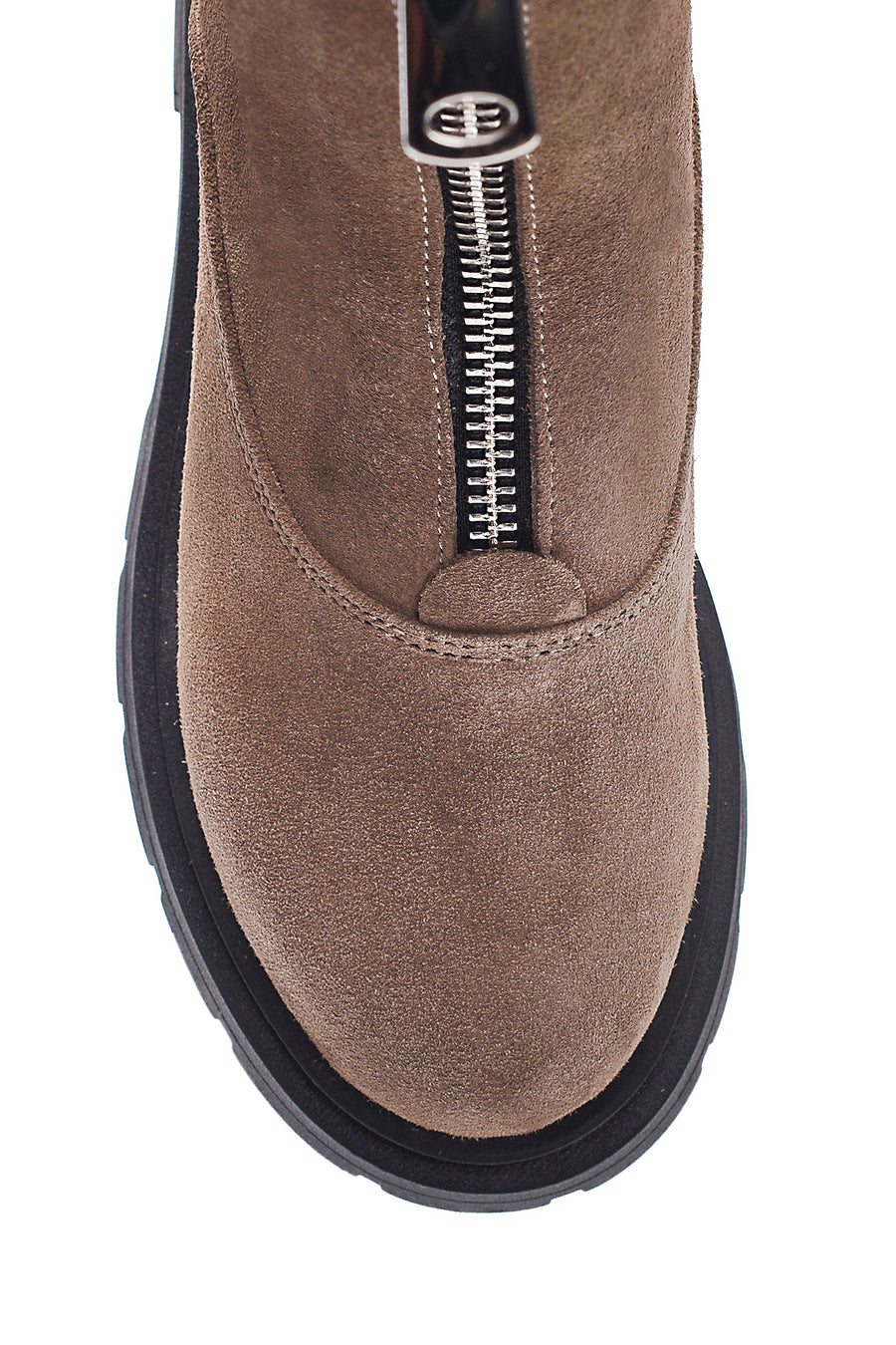 Women's Leather Suede Front Zipper Boots
