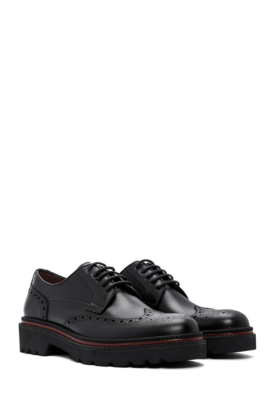 Men's Black Leather Thick Soled Casual Shoes