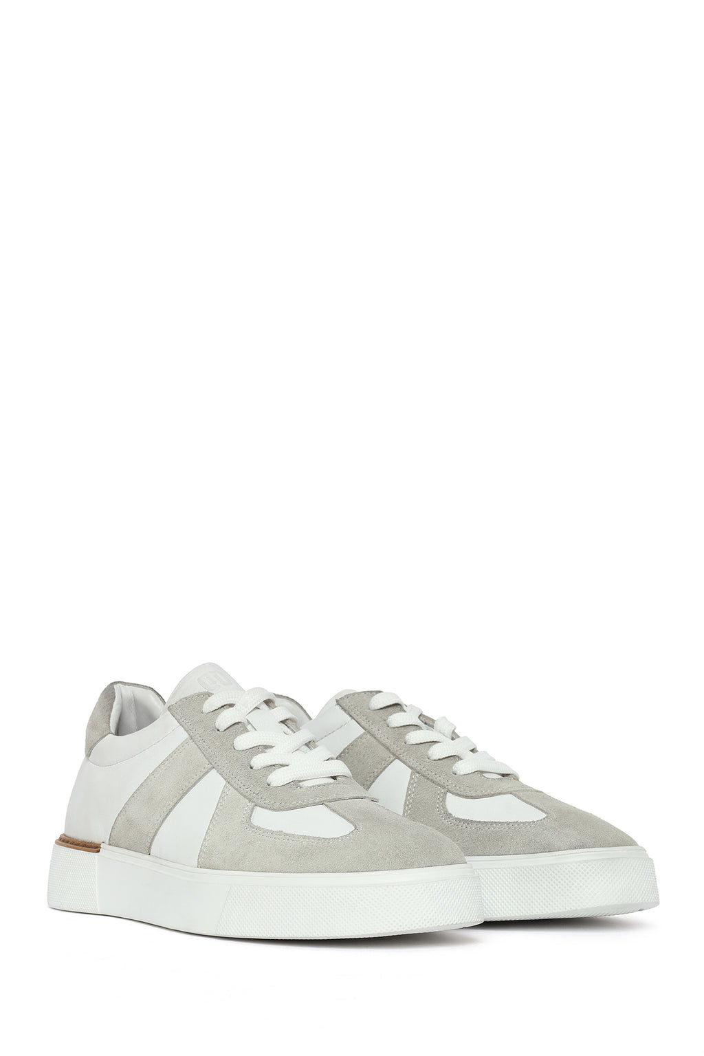 Erkek Beyaz Bağcıklı Deri Sneaker