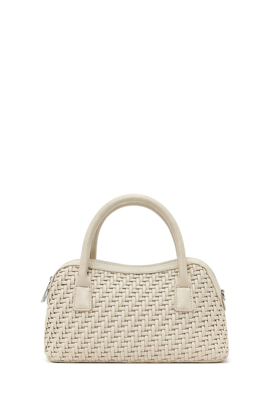 Woman Cream Long-Strap Braided Shoulder Bag