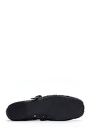 Women's Black Buckled Braided Ballerinas | Derimod
