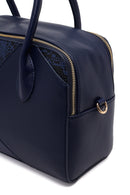 Woman Navy Long-Strap Printed Shoulder Bag | Derimod