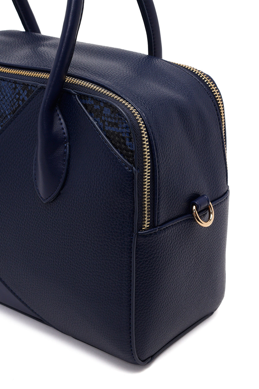 Woman Navy Long-Strap Printed Shoulder Bag