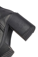 Women's Black Zip-Up Platform High Heel Leather Boots | Derimod