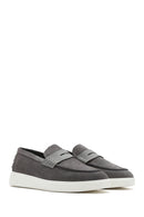 Erkek Gri Kalın Tabanlı Süet Deri Casual Loafer | Derimod