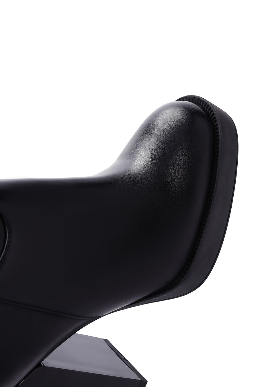 Women's Black Thick Heeled Zippered Leather Boots