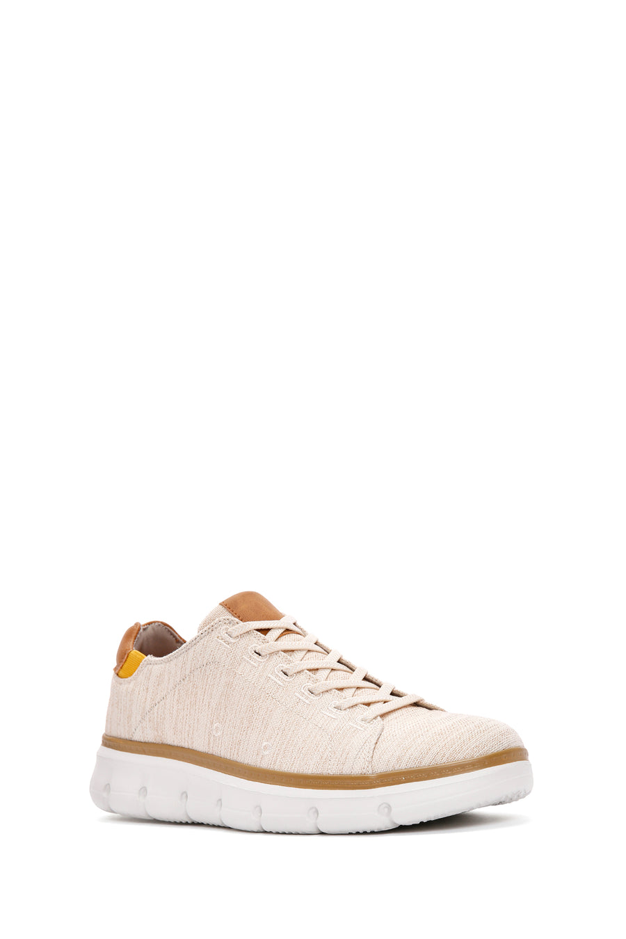 Erkek Bej Bağcıklı Kalın Tabanlı Kumaş Sneaker