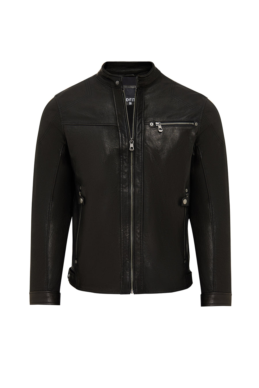 Towns Erkek Siyah Slim-Fit Kısa Deri Ceket
