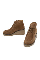 Kadın Vizon Bağcıklı Dolgu Topuklu Süet Deri Bot | Derimod