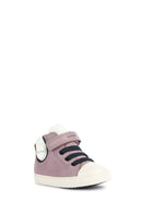 Geox Baby Girl Pink Banded Suede Leather Sneakers | Derimod