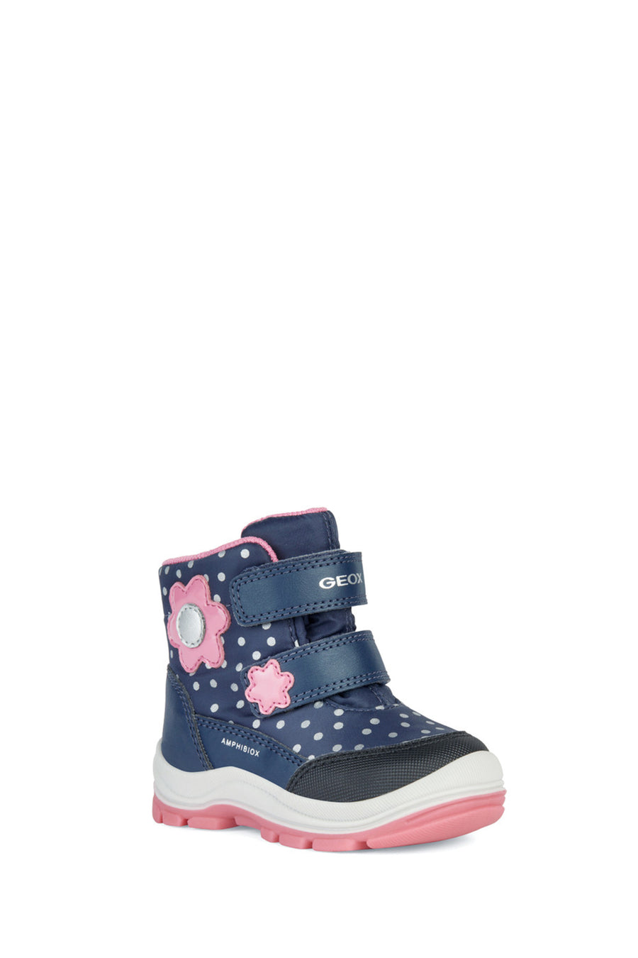 Geox Baby Girl Navy Blue Banded Printed Leather Boots