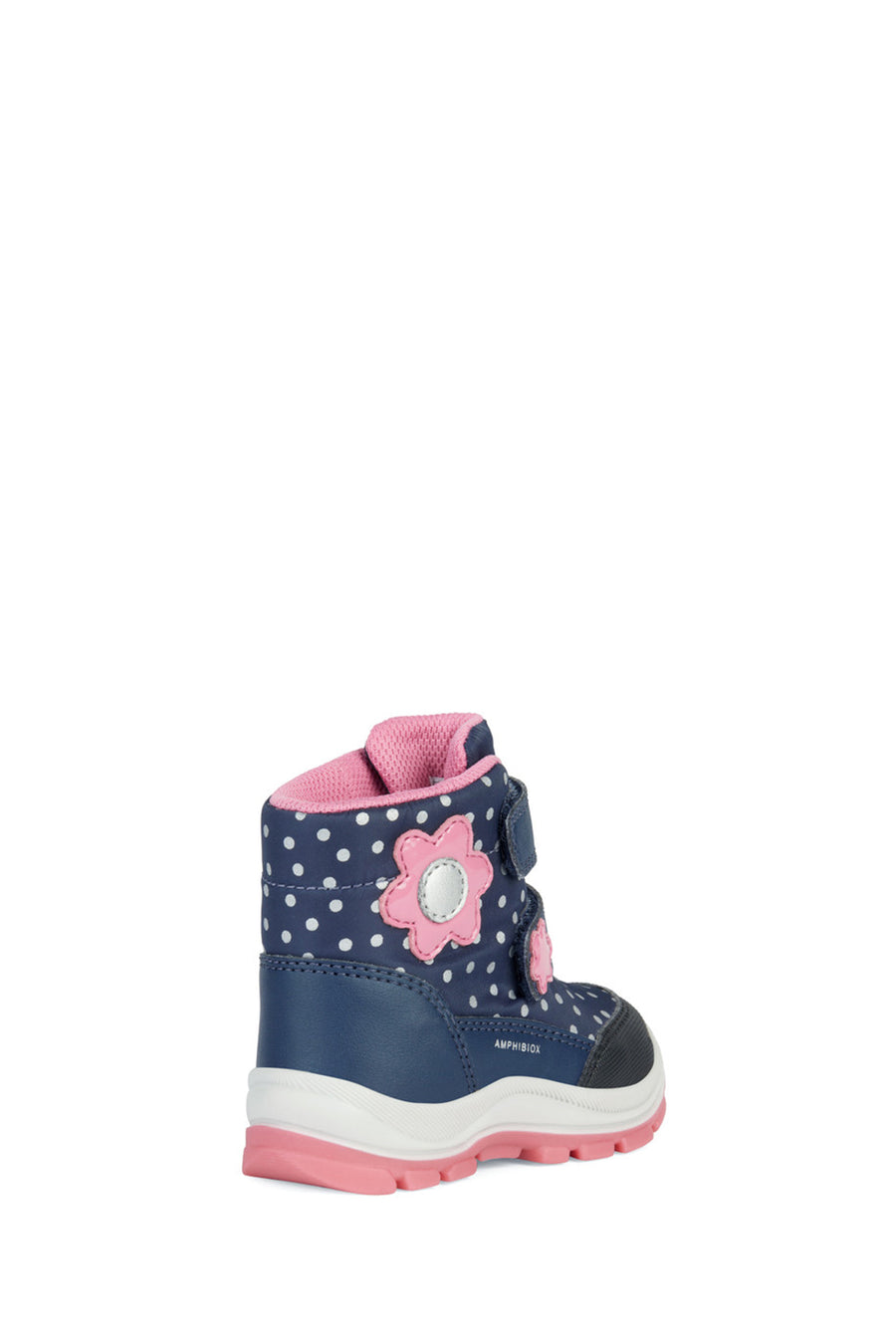 Geox Baby Girl Navy Blue Banded Printed Leather Boots