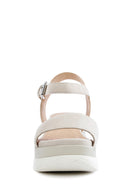 Geox Women's Mink D Gardenia C - Goat Suede Ankle Buckle Thick Soled Leather Sandals | Derimod