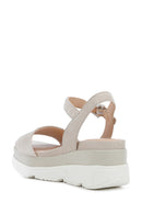 Geox Women's Mink D Gardenia C - Goat Suede Ankle Buckle Thick Soled Leather Sandals | Derimod
