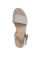 Geox Women's Mink D Gardenia C - Goat Suede Ankle Buckle Thick Soled Leather Sandals | Derimod