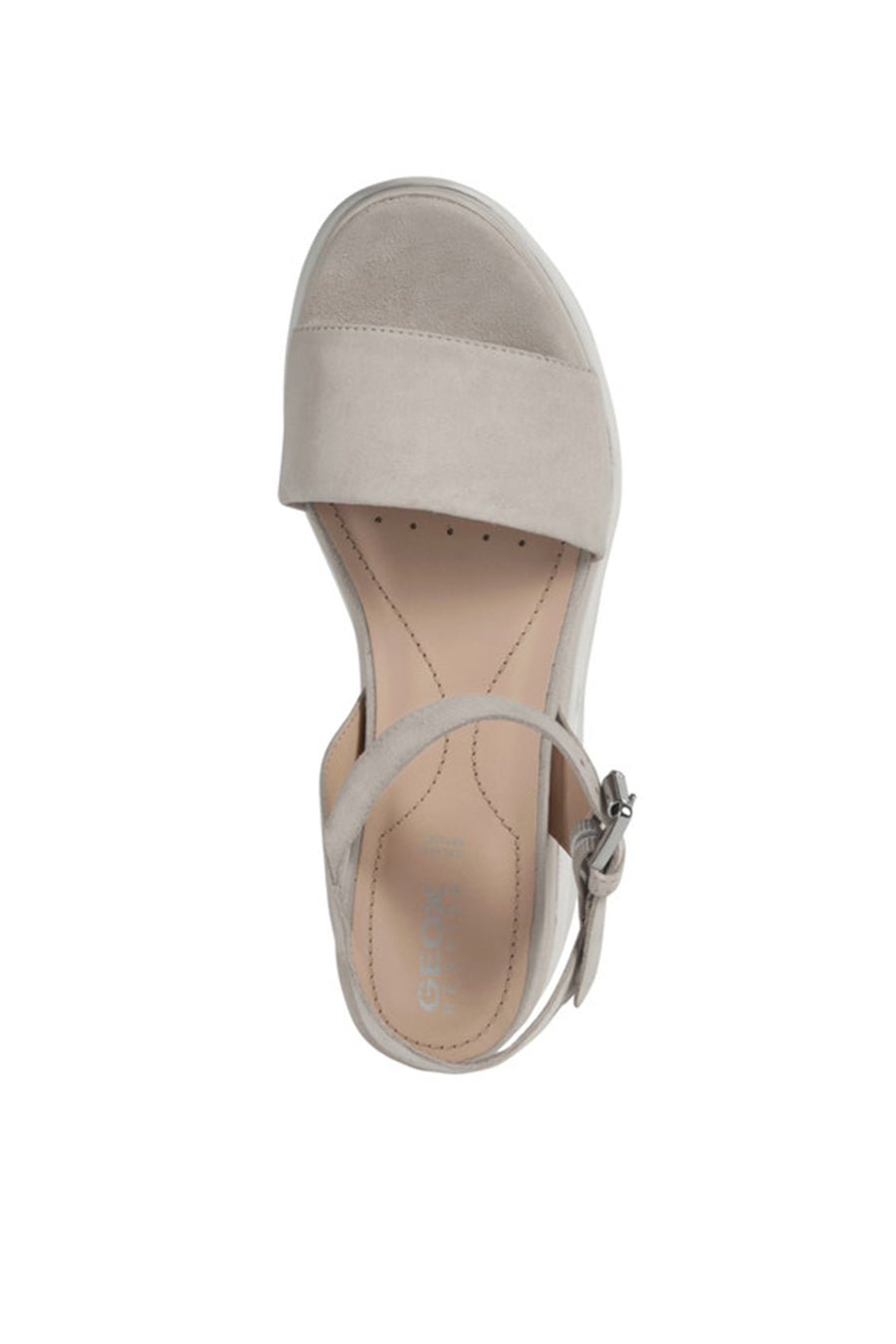 Geox Women's Mink D Gardenia C - Goat Suede Ankle Buckle Thick Soled Leather Sandals