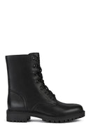 Geox Women's Black Hoara Leather Zippered Casual Boots | Derimod