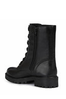 Geox Women's Black Hoara Leather Zippered Casual Boots | Derimod