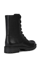 Geox Women's Black Hoara Leather Zippered Casual Boots | Derimod