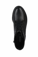 Geox Women's Black Hoara Leather Zippered Casual Boots | Derimod