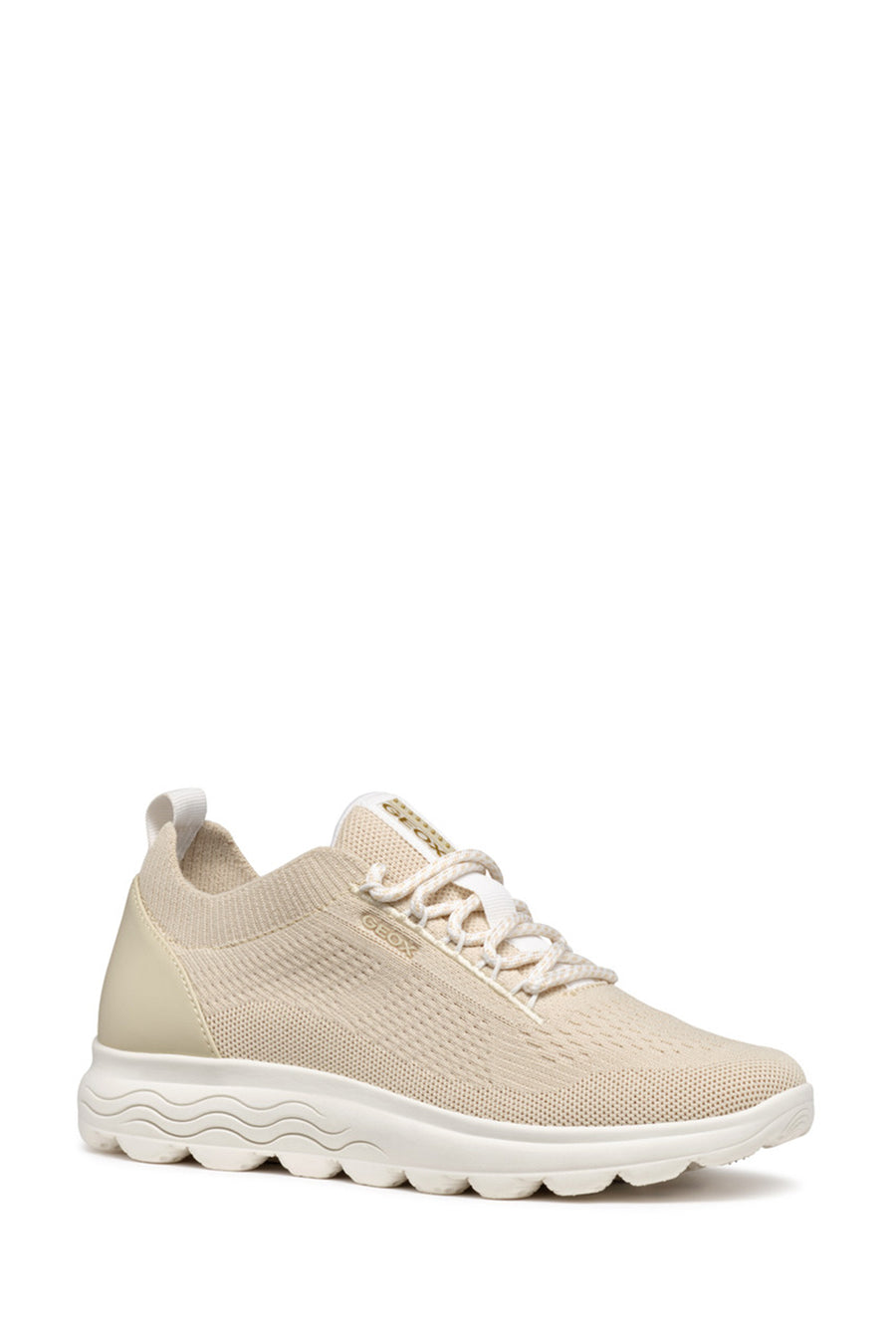 Geox Kadın Vizon D Spherica A - Knitted Text Bağcıklı Kalın Tabanlı Kumaş Sneaker