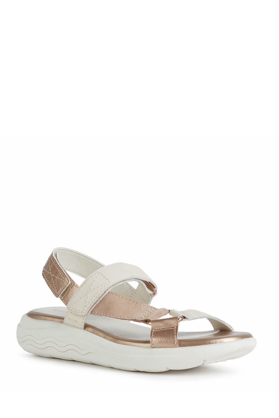 Geox Women's Cream D Spherica Ankle Strap Leather Sandals