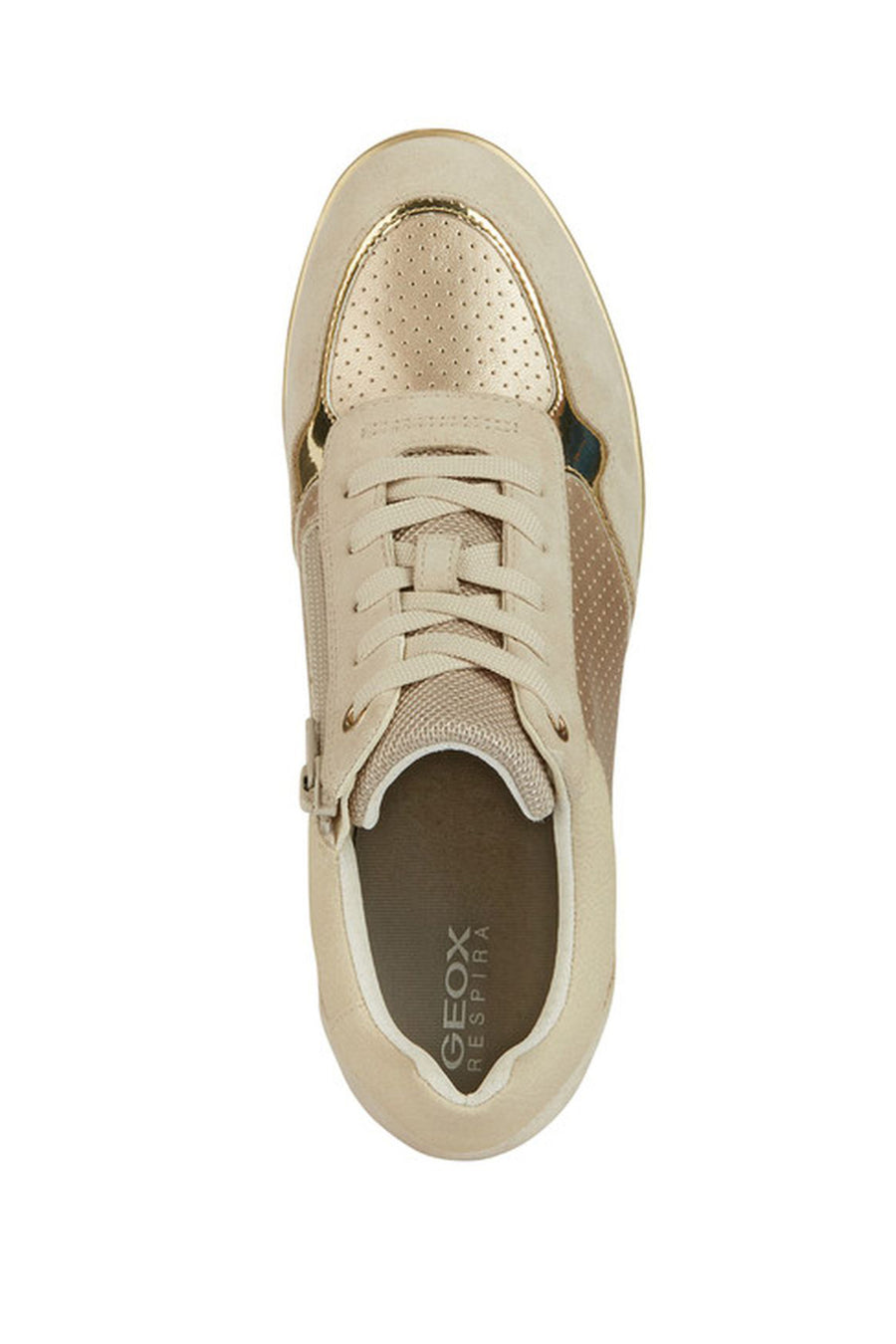 Geox Women's Beige Thick-Soled Lace-Up Leather Sneakers