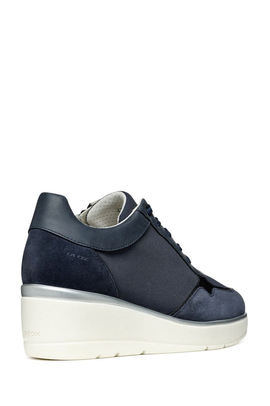 Geox Women's Navy Blue Ilde Thick Sole Lace Up Leather Sneaker