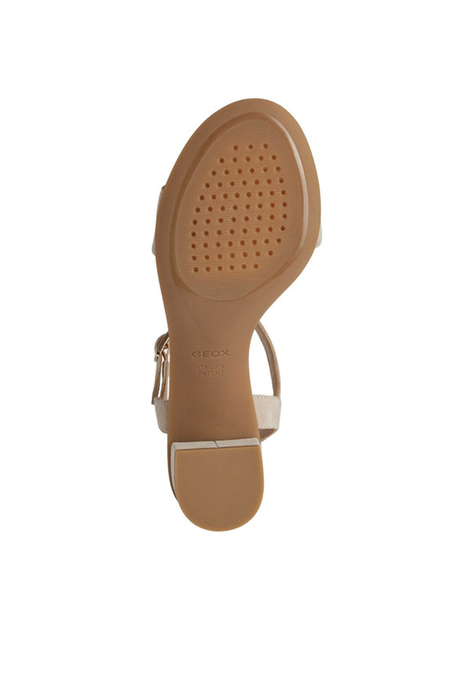 Geox Women Beige Aurely 50 Ankle Buckle Thick Heel Suede Leather Sandals