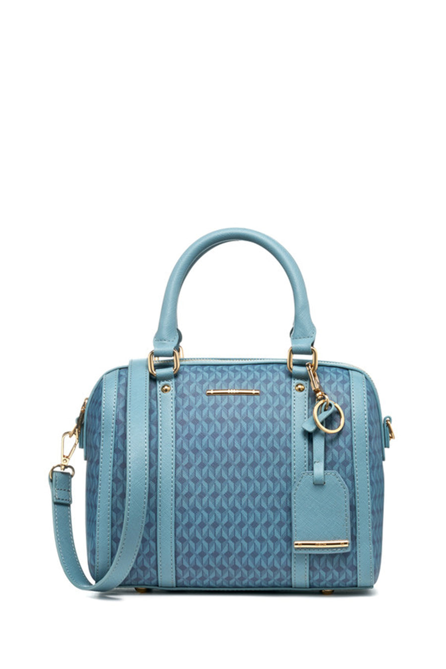 Geox Women Blue Zene S Long Strap Patterned Leather Shoulder Bag D35KCA000VDC4258 | Derimod