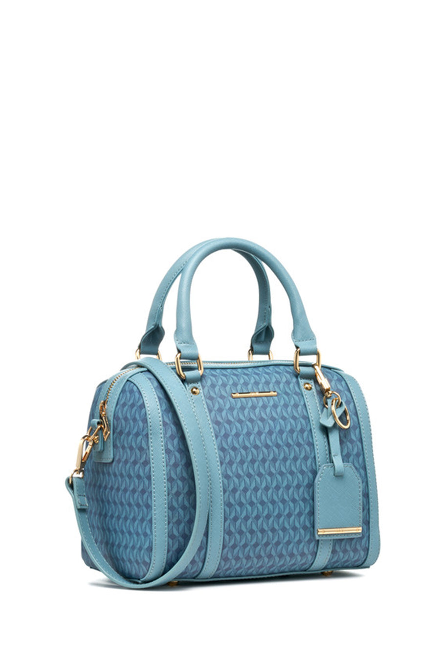 Geox Women Blue Zene S Long Strap Patterned Leather Shoulder Bag
