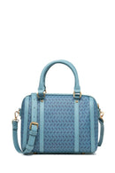 Geox Women Blue Zene S Long Strap Patterned Leather Shoulder Bag | Derimod