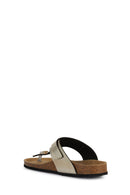 Geox Women's Gold Brionia Leather Flip Flops | Derimod