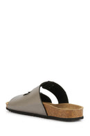 Geox Women's Gray Brionia Leather Slippers | Derimod