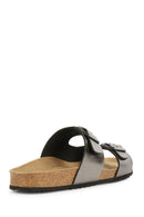 Geox Women's Gray Brionia Leather Slippers | Derimod