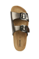 Geox Women's Gray Brionia Leather Slippers | Derimod