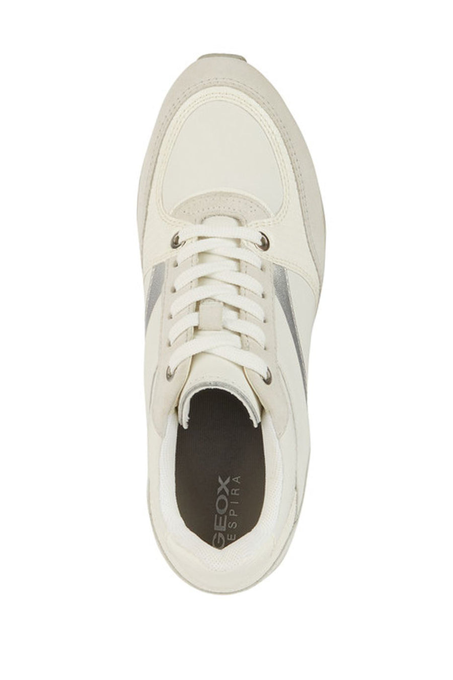 Geox Women's White Zosma Thick Sole Lace Up Leather Sneaker