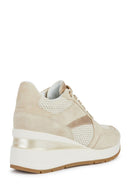 Geox Women's Beige Zosma Thick Soled Lace-up Leather Sneaker | Derimod