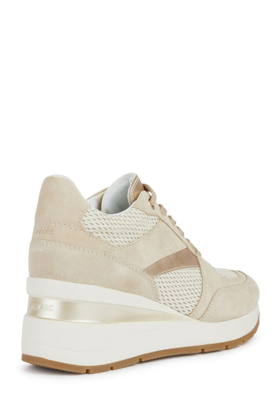 Geox Women's Beige Zosma Thick Soled Lace-up Leather Sneaker