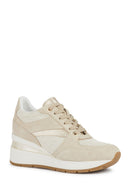 Geox Women's Beige Zosma Thick Soled Lace-up Leather Sneaker | Derimod