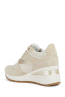 Geox Women's Beige Zosma Thick Soled Lace-up Leather Sneaker | Derimod