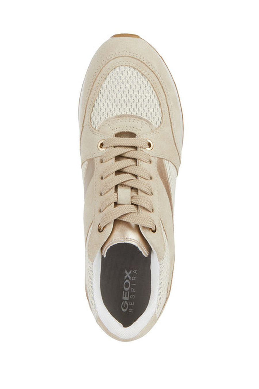 Geox Women's Beige Zosma Thick Soled Lace-up Leather Sneaker