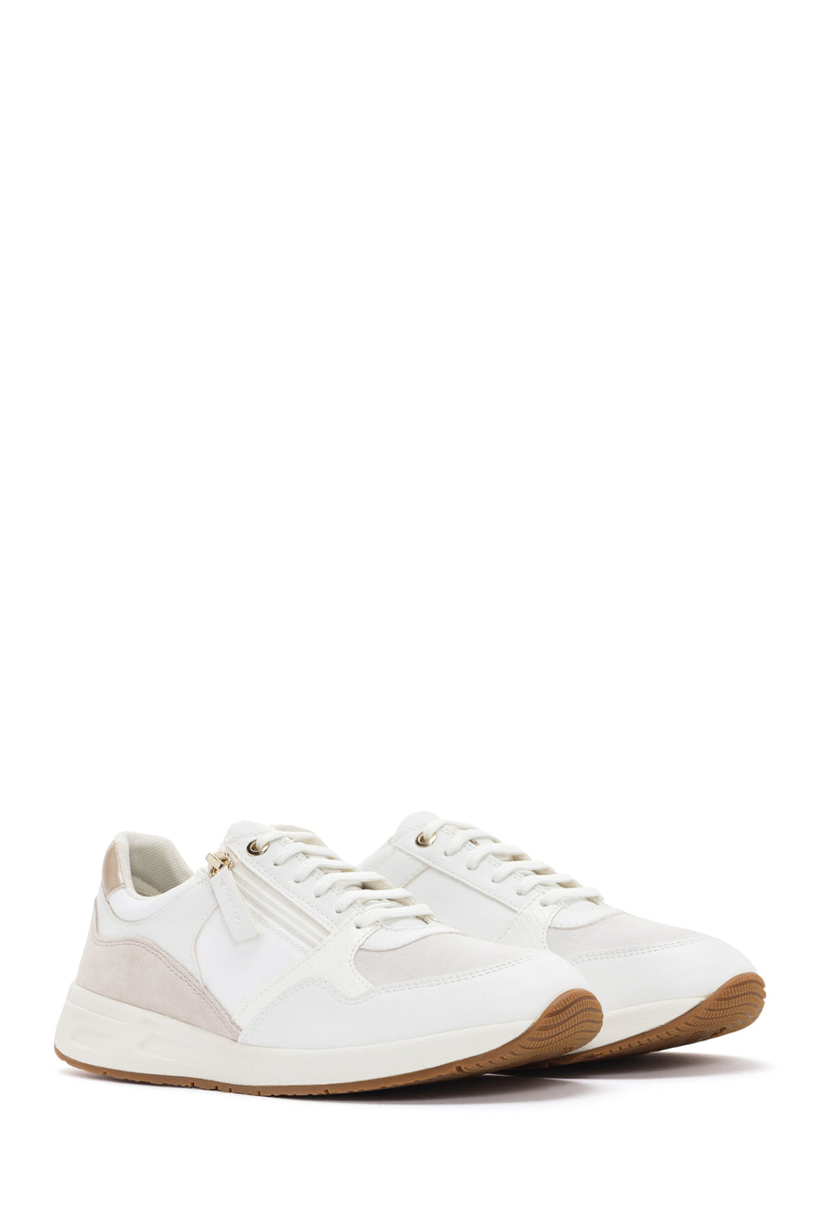 Geox Women's White Bulmya Lace-Up Leather Sneaker