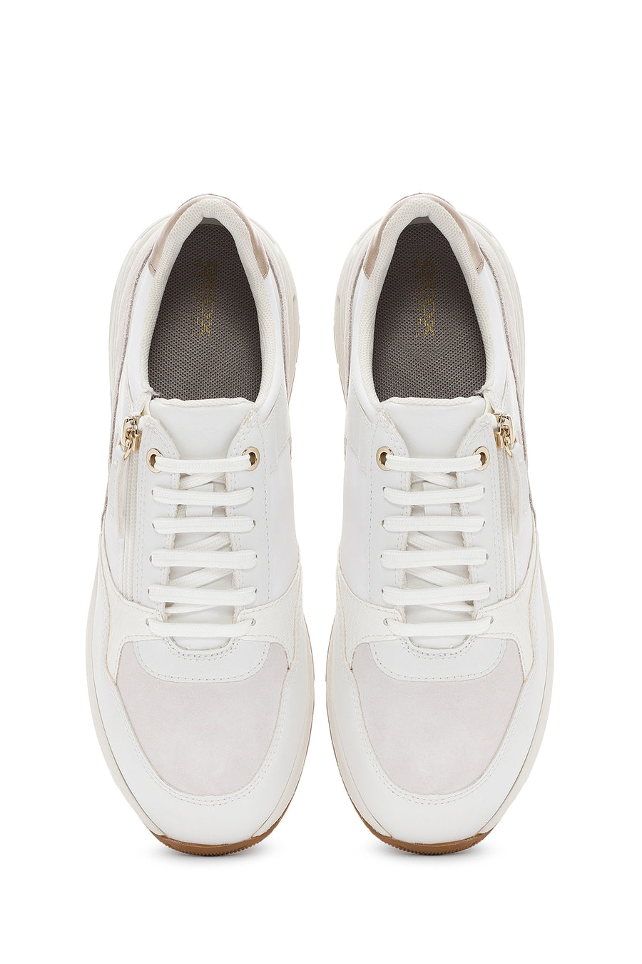 Geox Women's White Bulmya Lace-Up Leather Sneaker