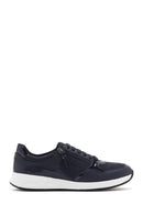 Geox Women's Navy Blue Bulmya Lace-Up Leather Sneaker | Derimod