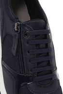 Geox Women's Navy Blue Bulmya Lace-Up Leather Sneaker | Derimod