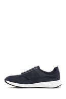 Geox Women's Navy Blue Bulmya Lace-Up Leather Sneaker | Derimod