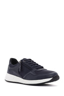 Geox Women's Navy Blue Bulmya Lace-Up Leather Sneaker | Derimod
